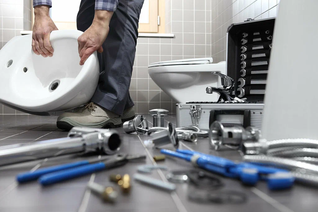 Plumbing tools prepared for a bathroom repair in Chandler