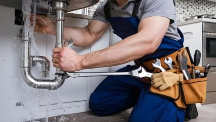 Technician using electronic equipment to detect a plumbing leak in Chandler